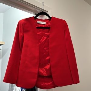 Zara Red Cape Blazer